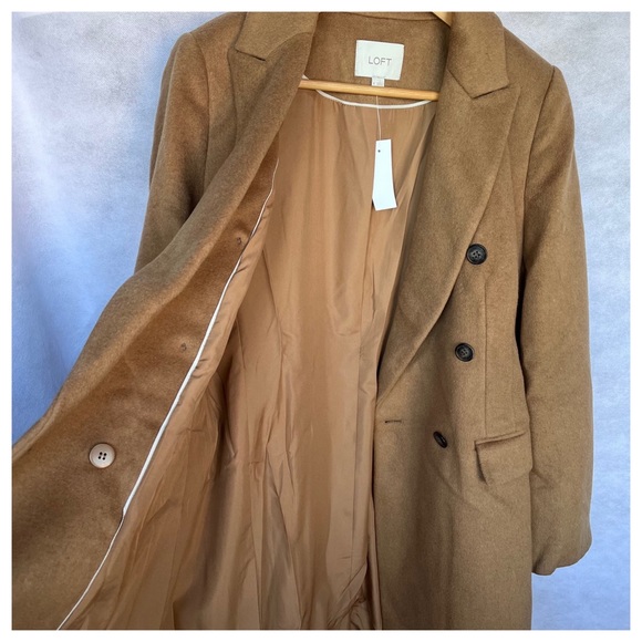 LOFT Zinnia Double Breasted Wool Cabana Brown Coat L - Picture 6 of 12